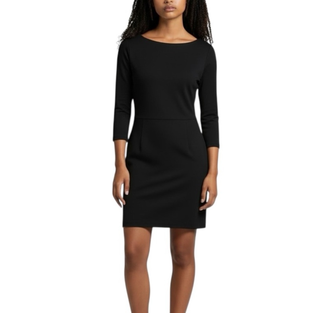 Filippa K black long sleeve boat neck batwing dress size M excellent condition